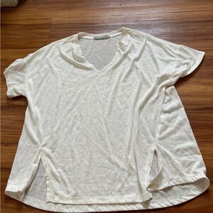 Casual White V-Neck Women's Top